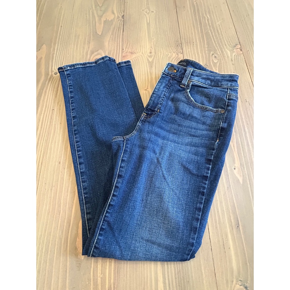 D17 Talbots Womens 2P Straight Leg Jeans Dark Wash Denim High Rise Petite